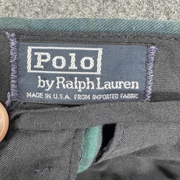 Vintage Polo Ralph Lauren Pants Mens 32x30 Green Plaid Adjustable Waist Made USA - Picture 12 of 14